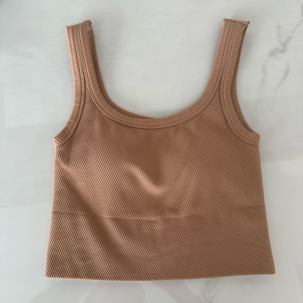 Tan Ribbed Sports Bra / Top